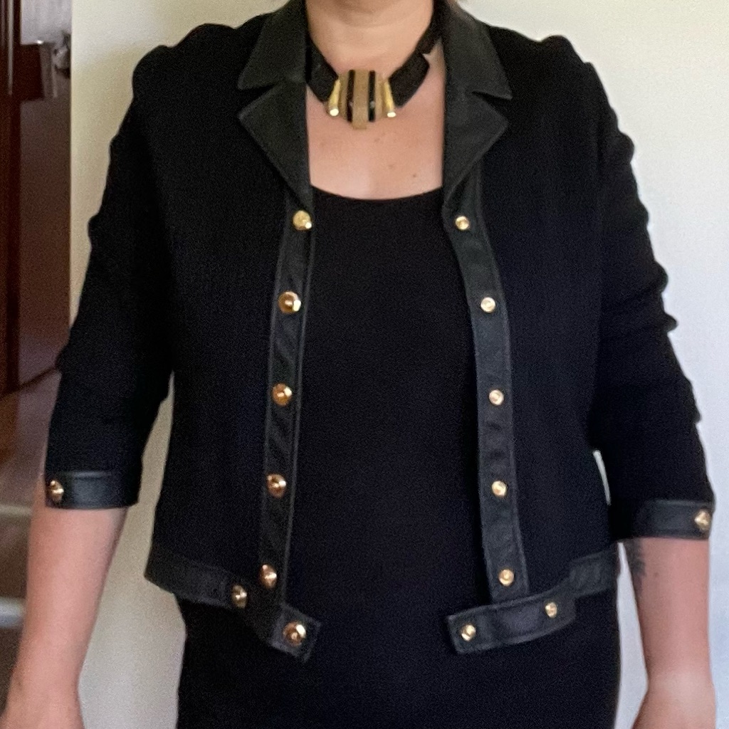St. John Sport By Marie Gray Black Jacket With Gold Buttons